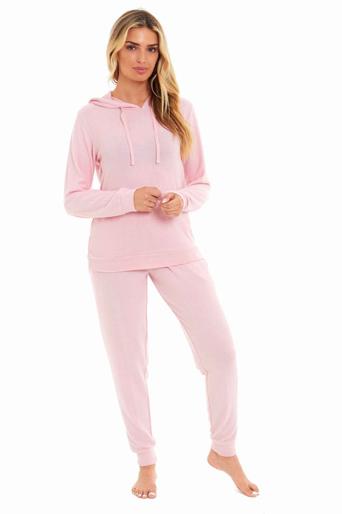 Daisy Dreamer Hooded Pyjama Set Womens Pink Grey Long Sleeve Hoodie and Pants Luxurious