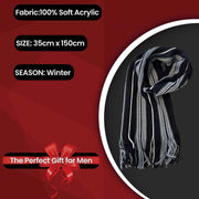 Sock Stack Men's Scarf Long Woven Stripe Design Acrylic Warm Hypoallergenic Winter