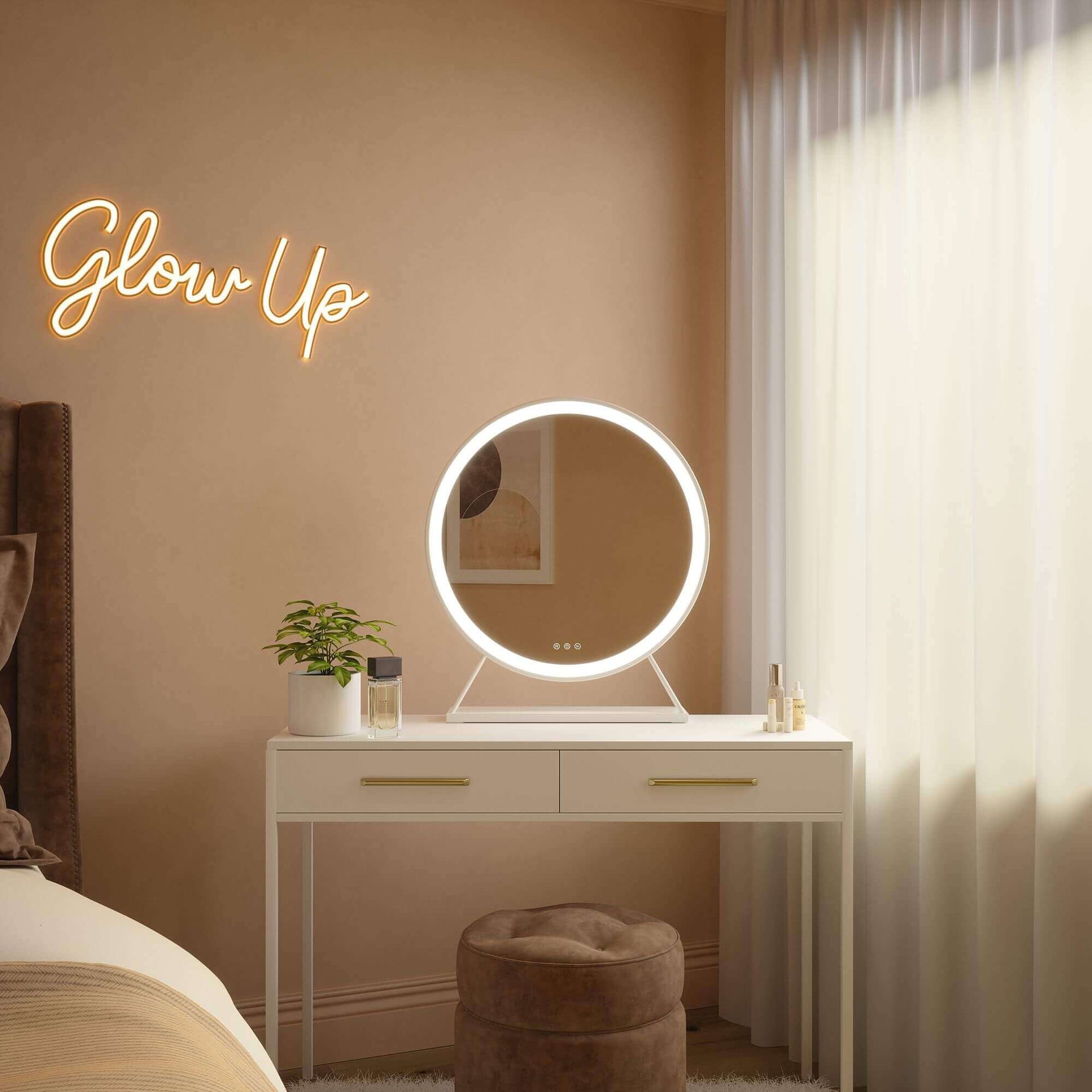 Marilyn Round Hollywood Mirror White 60x67cm