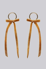 Minnie Velvet Bow Gold Earrings