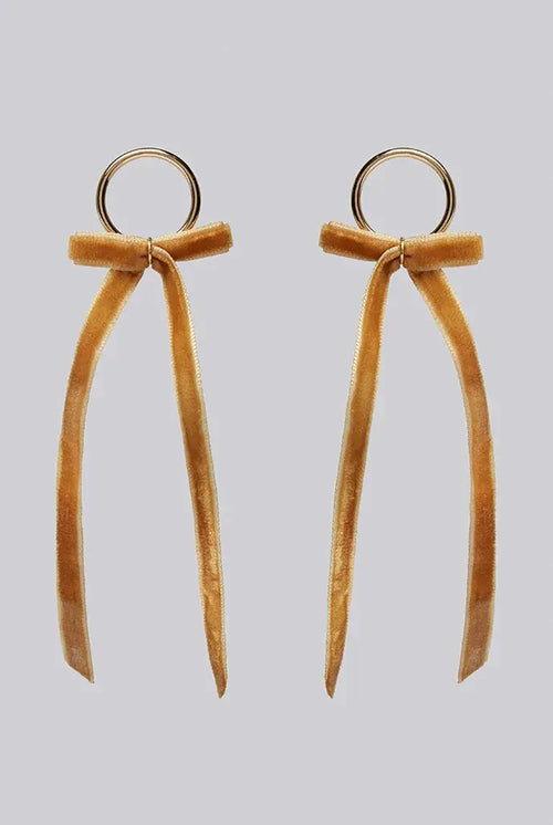 Minnie Velvet Bow Gold Earrings
