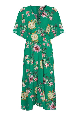 Yumi Green Floral Kimono Midi Dress