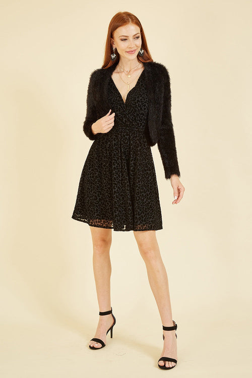 Yumi Black Eyelash Knit Bolero