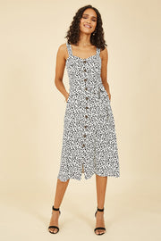 Yumi White Animal Print Button Up Sundress