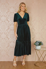 Yumi Green Velvet Midi Dress