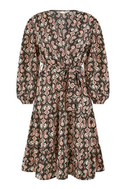 Yumi Black Ikat Long Sleeve Skater Dress