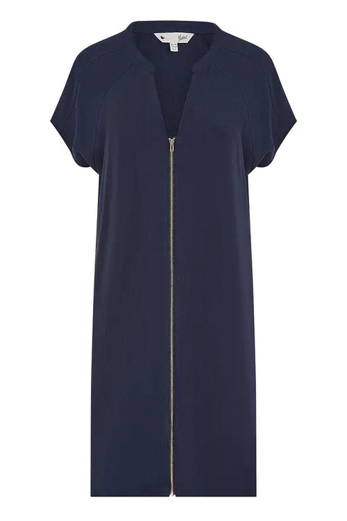 Yumi Navy Viscose Zip Tunic Dress