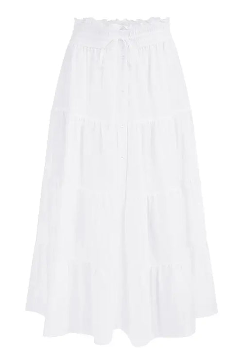 Yumi White Midi Boho Skirt