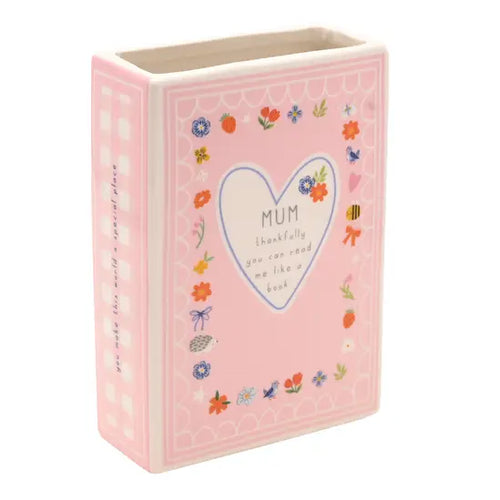 Love Life Sentiment Gift Book Vase 15cm - Mum