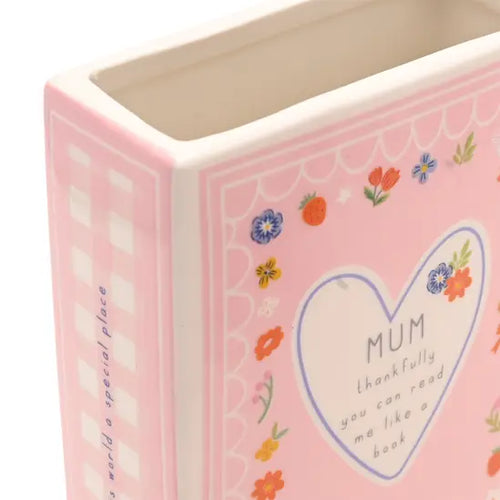 Love Life Sentiment Gift Book Vase 15cm - Mum