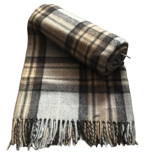 Mackeller Tartan Recycled Wool Blanket in Soft Tartan Check