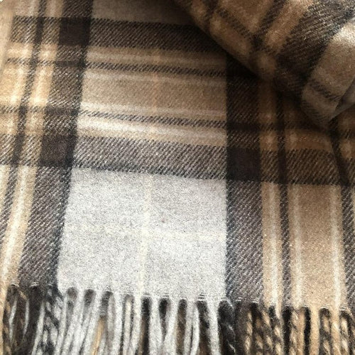 Mackeller Tartan Recycled Wool Blanket in Soft Tartan Check