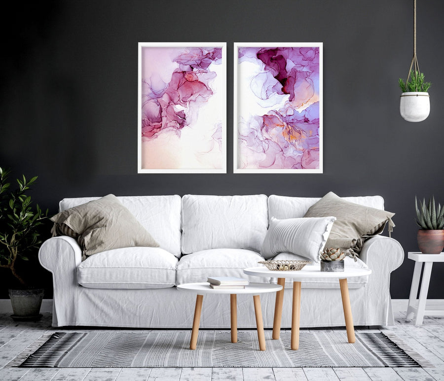Abstract wall art for living room | set of 2 framed wall art prints