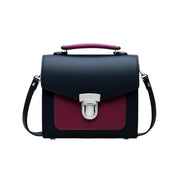 Handmade Leather Two Tone Sugarcube Handbag - Black & Magenta