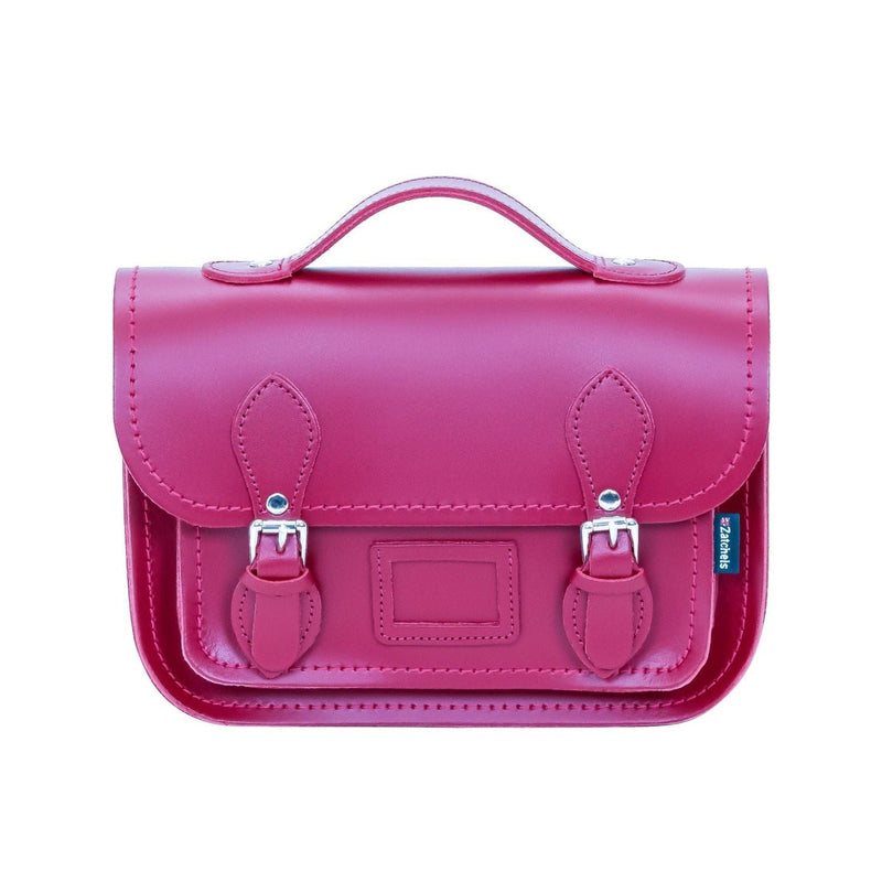 Leather Midi Satchel - Magenta