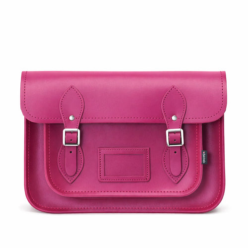 Handmade Leather Satchel - Magenta