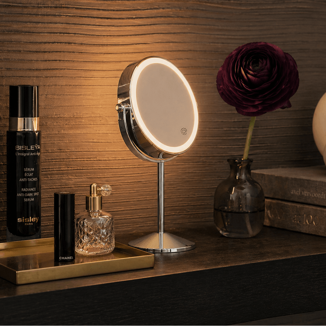Illuminated Round Cosmetic Mirror Rechargeable Diameter 20cm