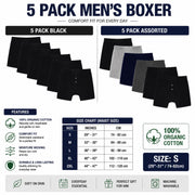 Sock Stack Men's Cotton Button Fly Boxer Shorts Pack Of 5 Breathable Stretch Gym Sports