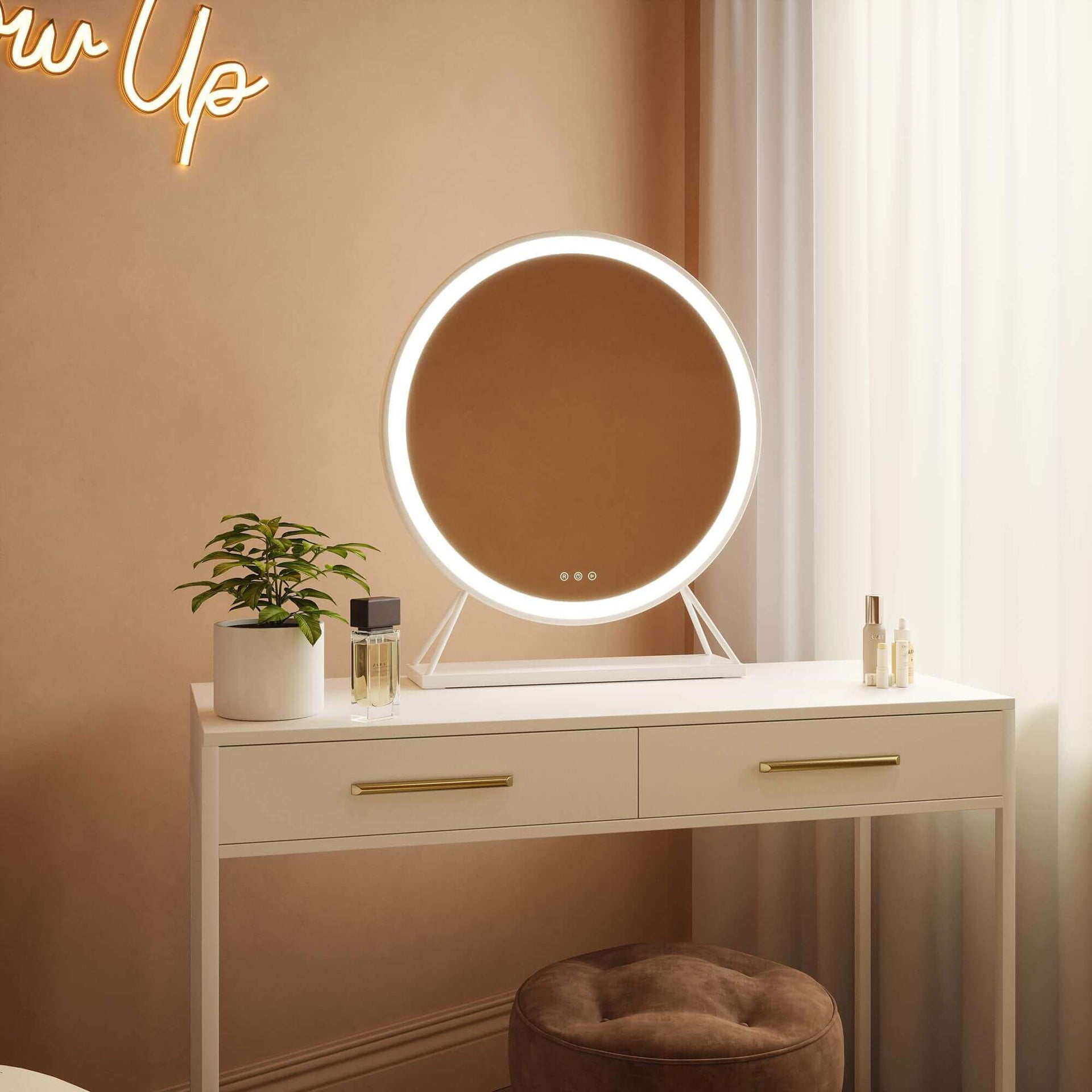 Marilyn Round Hollywood Mirror White 60x67cm
