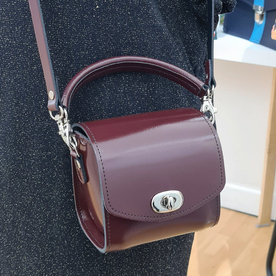 Bauble Handmade High Shine Leather Handbag - Marsala Red