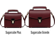 Handmade Leather Sugarcube Handbag - Marsala Red
