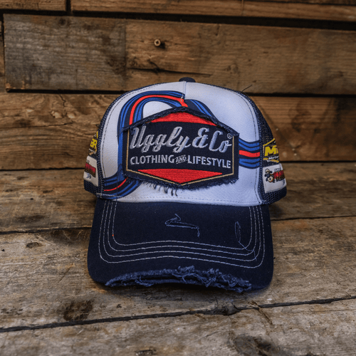 Retro Blue & Red Diamond Trucker Hat