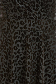 Mela Black Leopard Wrap Skater Dress