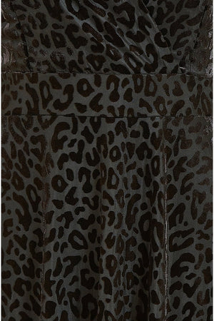 Mela Black Leopard Wrap Skater Dress