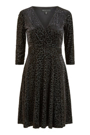 Mela Black Leopard Wrap Skater Dress
