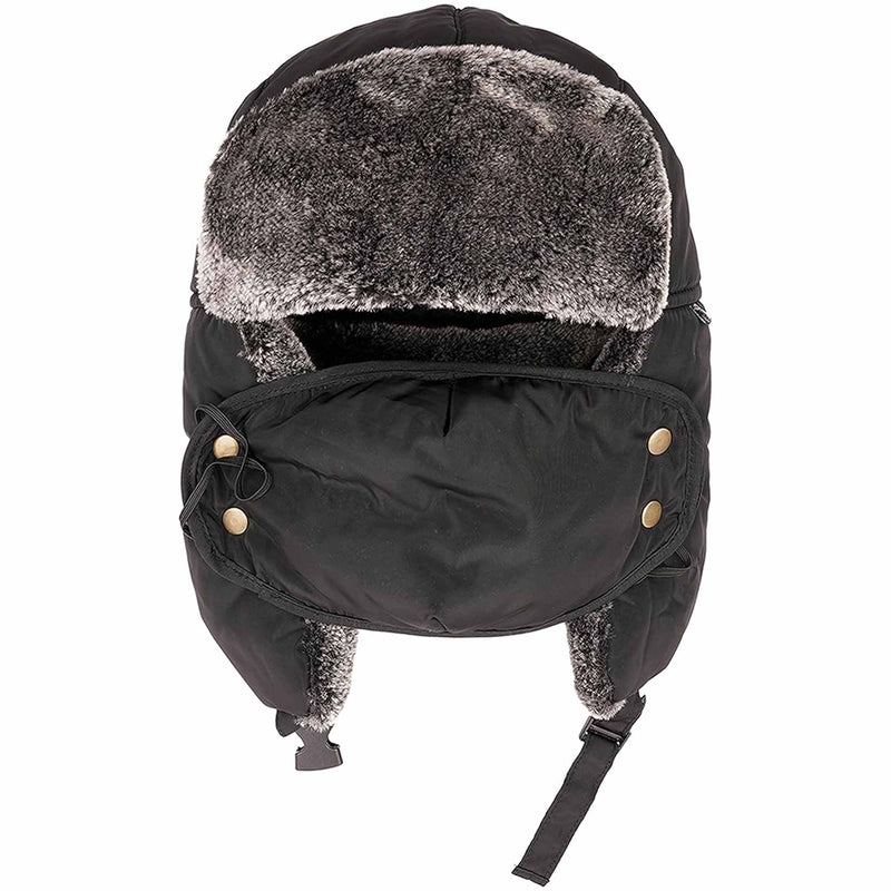 Heatwave Men's 3 In 1 Trapper Hat With Mask Waterproof Faux Fur Lining Ear Flaps Neck