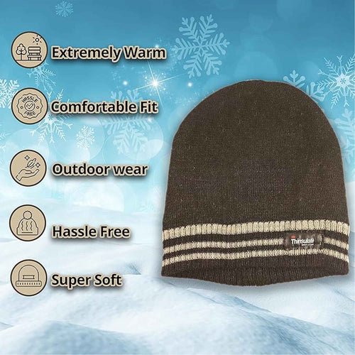 Sock Stack 3M Thinsulate Insulated Fleece Lined Knitted Beanie Hat With Striped Design