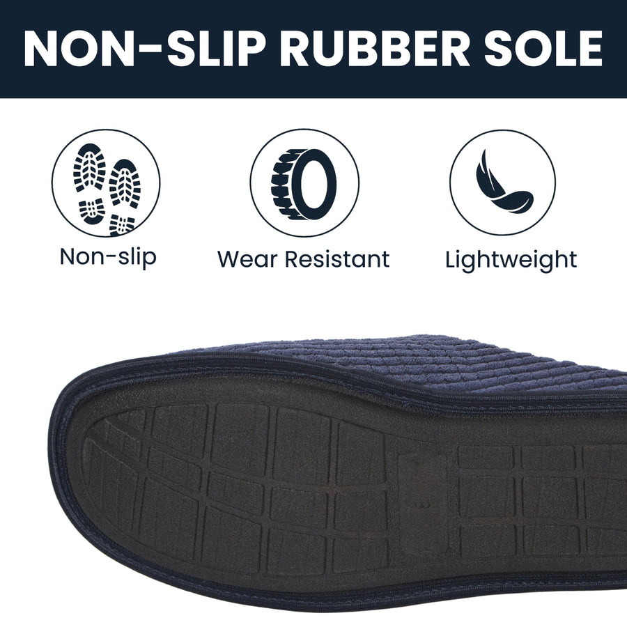 Sock Stack Men's Corduroy Slip On Indoor Slippers Non Slip Memory Foam Warm Thermal Lined