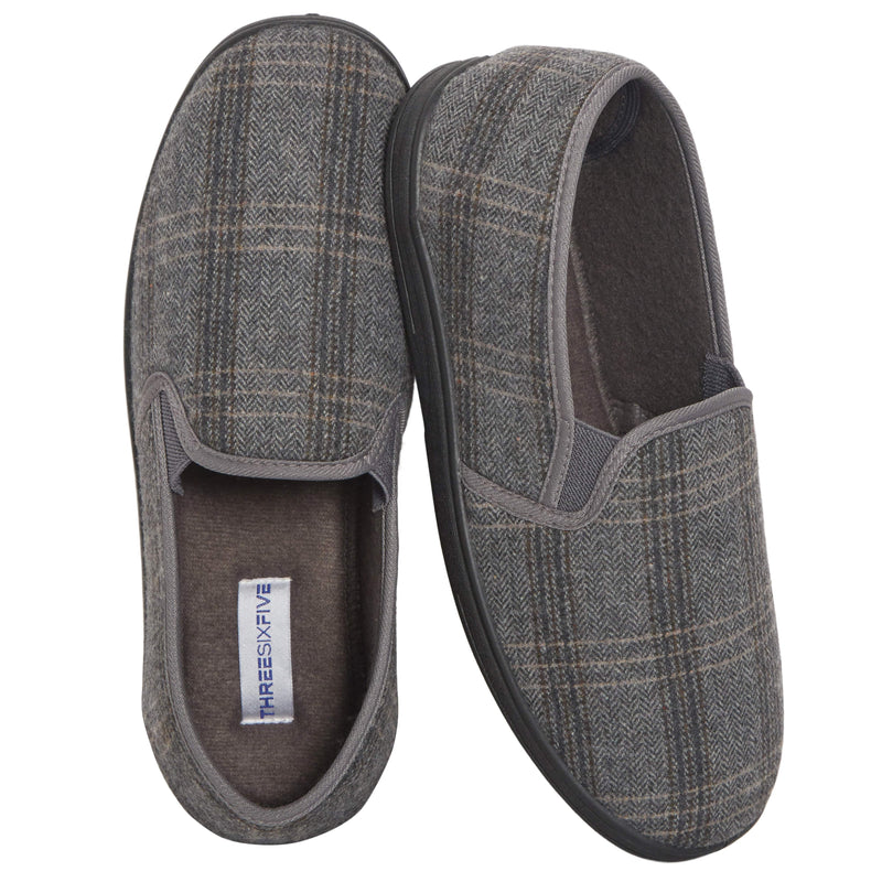 Sock Stack Men's Checked Slippers Memory Foam Cushioned Soft Lining Warm Thermal Slip-On