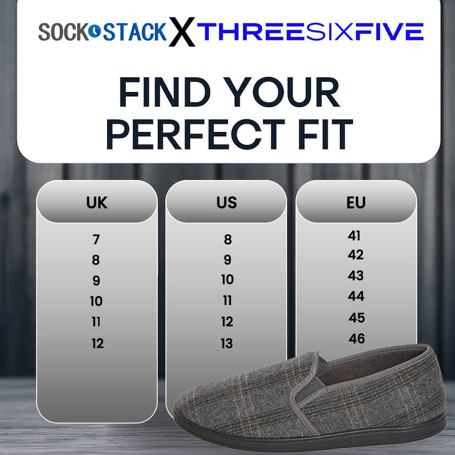 Sock Stack Men's Checked Slippers Memory Foam Cushioned Soft Lining Warm Thermal Slip-On