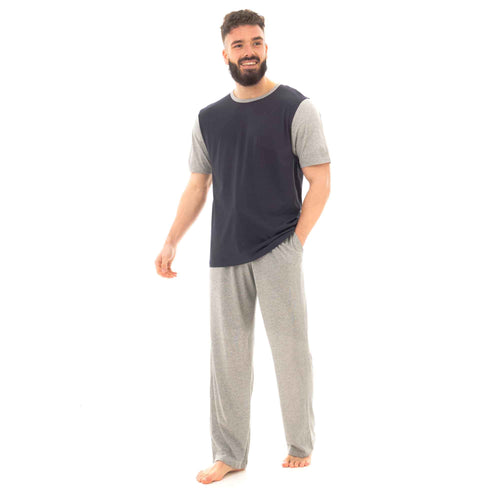 Sock Stack Men's Cotton T Shirt and Long Pants Loungewear Set Lightweight Breathable