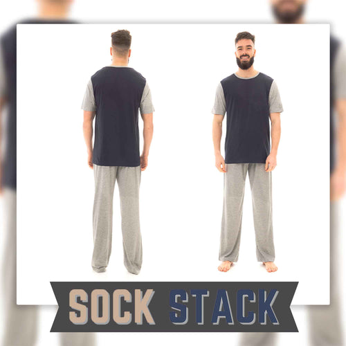 Sock Stack Men's Cotton T Shirt and Long Pants Loungewear Set Lightweight Breathable