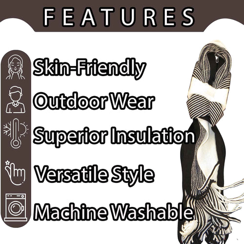Sock Stack Mens Thermal Woven Stripe Acrylic Scarf Multi-Coloured Lightweight Insulation
