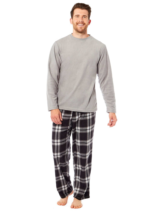 Toro Rocco Men's Thermal Fleece Pyjama Set With Check Pants Winter Loungewear Brushed Base Layer Warmth