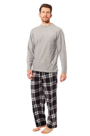 Toro Rocco Men's Thermal Fleece Pyjama Set With Check Pants Winter Loungewear Brushed Base Layer Warmth