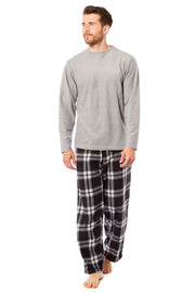 Toro Rocco Men's Thermal Fleece Pyjama Set With Check Pants Winter Loungewear Brushed Base Layer Warmth