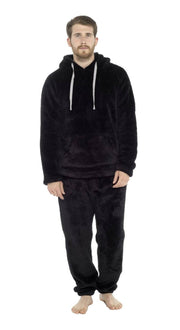 Toro Rocco Men's Hooded Snuggle Fleece Loungewear Pyjama Set Thermal With Elastic Waist