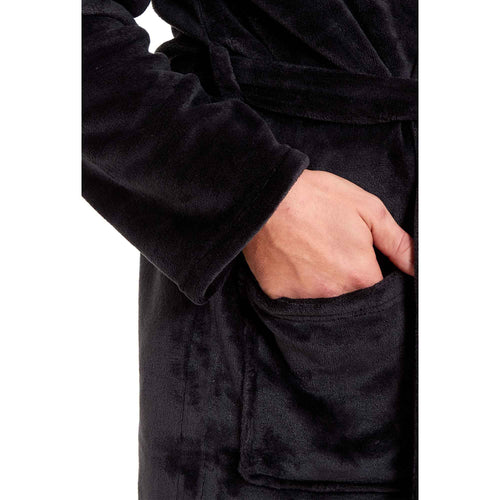 Daisy Dreamer Men's Hooded Plush Flannel Bathrobe Ultra Soft Warm Fleece Dressing Gown