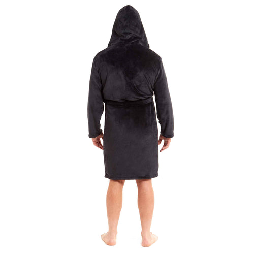 Daisy Dreamer Men's Hooded Plush Flannel Bathrobe Ultra Soft Warm Fleece Dressing Gown