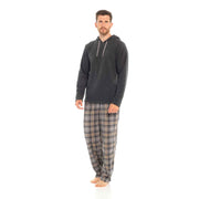 Sock Stack Men's Hooded Fleece Pyjama Set Winter Nightwear With Check Pattern And Checked