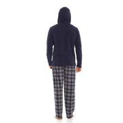 Sock Stack Men's Hooded Fleece Pyjama Set Winter Nightwear With Check Pattern And Checked