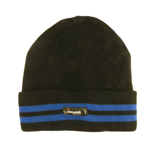 Sock Stack Mens 3M Thinsulate Fleece Knitted Beanie Hat Stripe Thermal Insulation