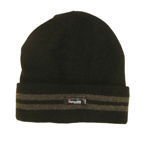 Sock Stack Mens 3M Thinsulate Fleece Knitted Beanie Hat Stripe Thermal Insulation