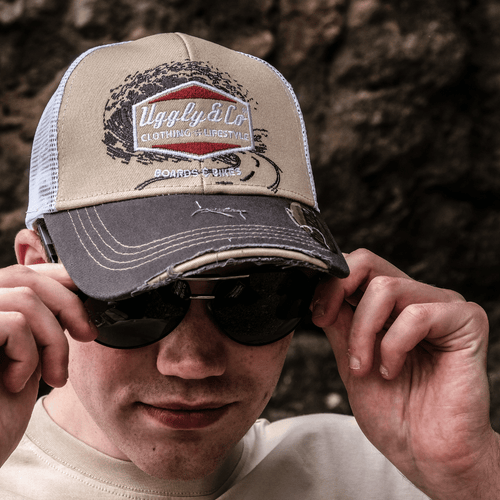 Beige Surf Diamond Trucker Hat