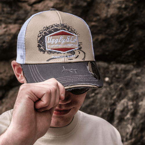 Beige Surf Diamond Trucker Hat