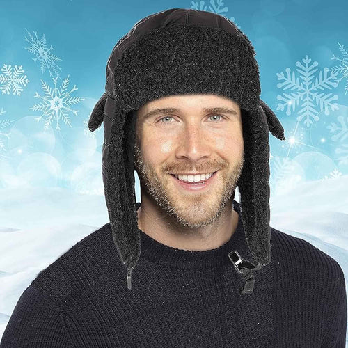 Heatwave Thermalwear Mens Ribbed Waterproof Trapper Hat With 3M Thinsulate Fleece Lining